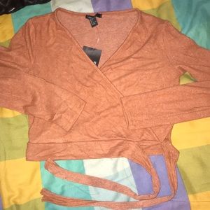 Long sleeve cropped wrap top (never worn)